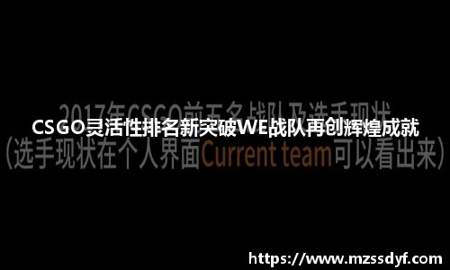 CSGO灵活性排名新突破WE战队再创辉煌成就